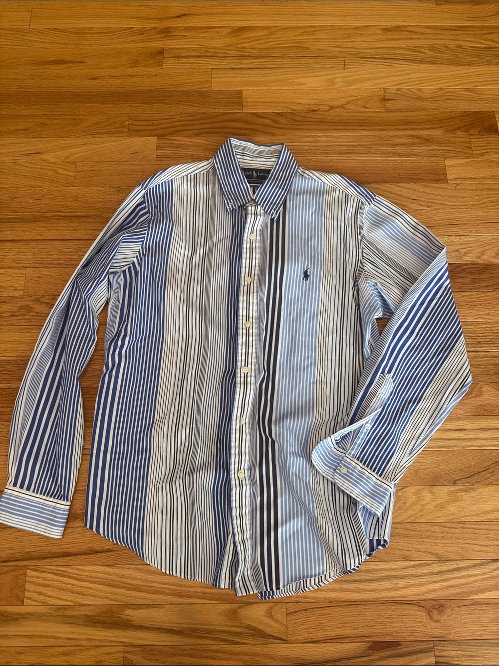 Polo by Ralph Lauren Blue & White Vertical Stripe Button-Down Shirt